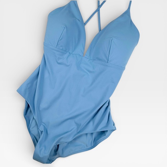 CALIA Womens Triangle Strappy Back One Piece Swimsuit Tranquil Blue Size 16 NWT - Picture 5 of 10